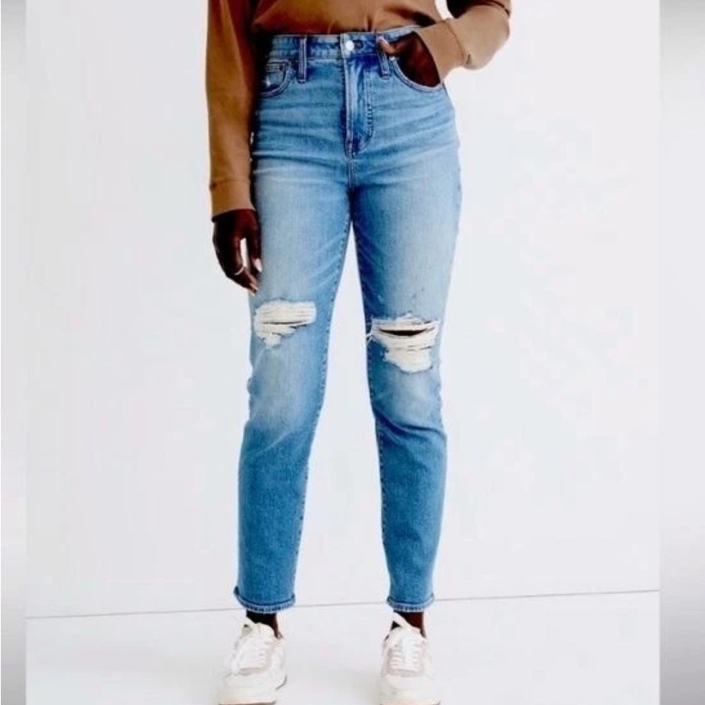Madewell Blue Jeans with Distressed Knees